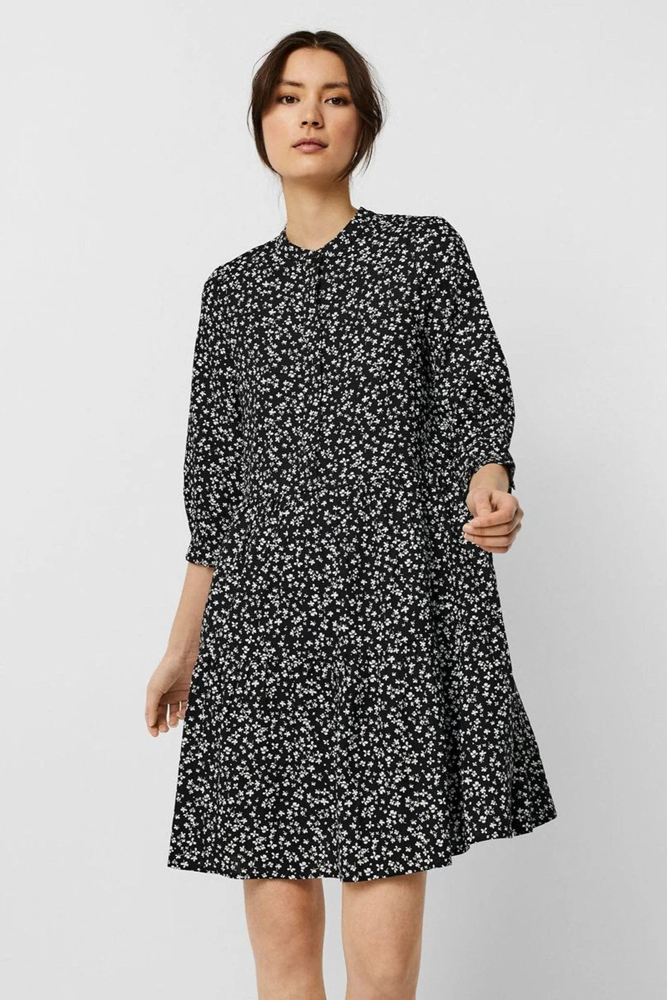 Simone mini dress - Black-flowered