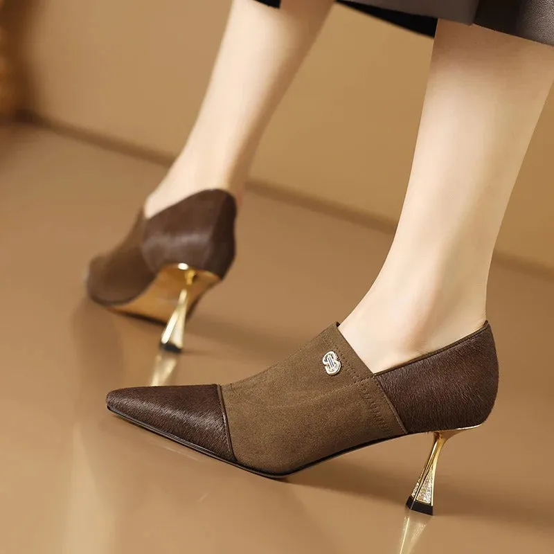 Simply Fab Genuine Leather Fine High Heeled Shoes