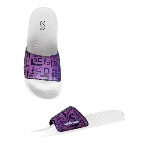 SOLETHREADS SPECTRUM | Comfortable Women Slides | Holographics Slides | Stylish & Waterproof | Soft Inner Lining On Strap | WHITE | 6UK