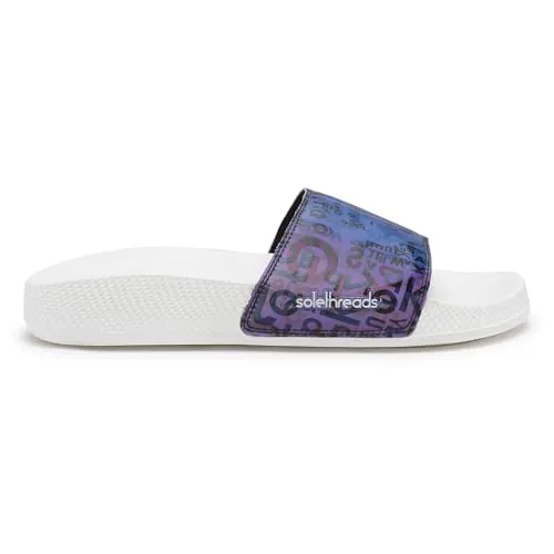 SOLETHREADS SPECTRUM | Comfortable Women Slides | Holographics Slides | Stylish & Waterproof | Soft Inner Lining On Strap | WHITE | 6UK