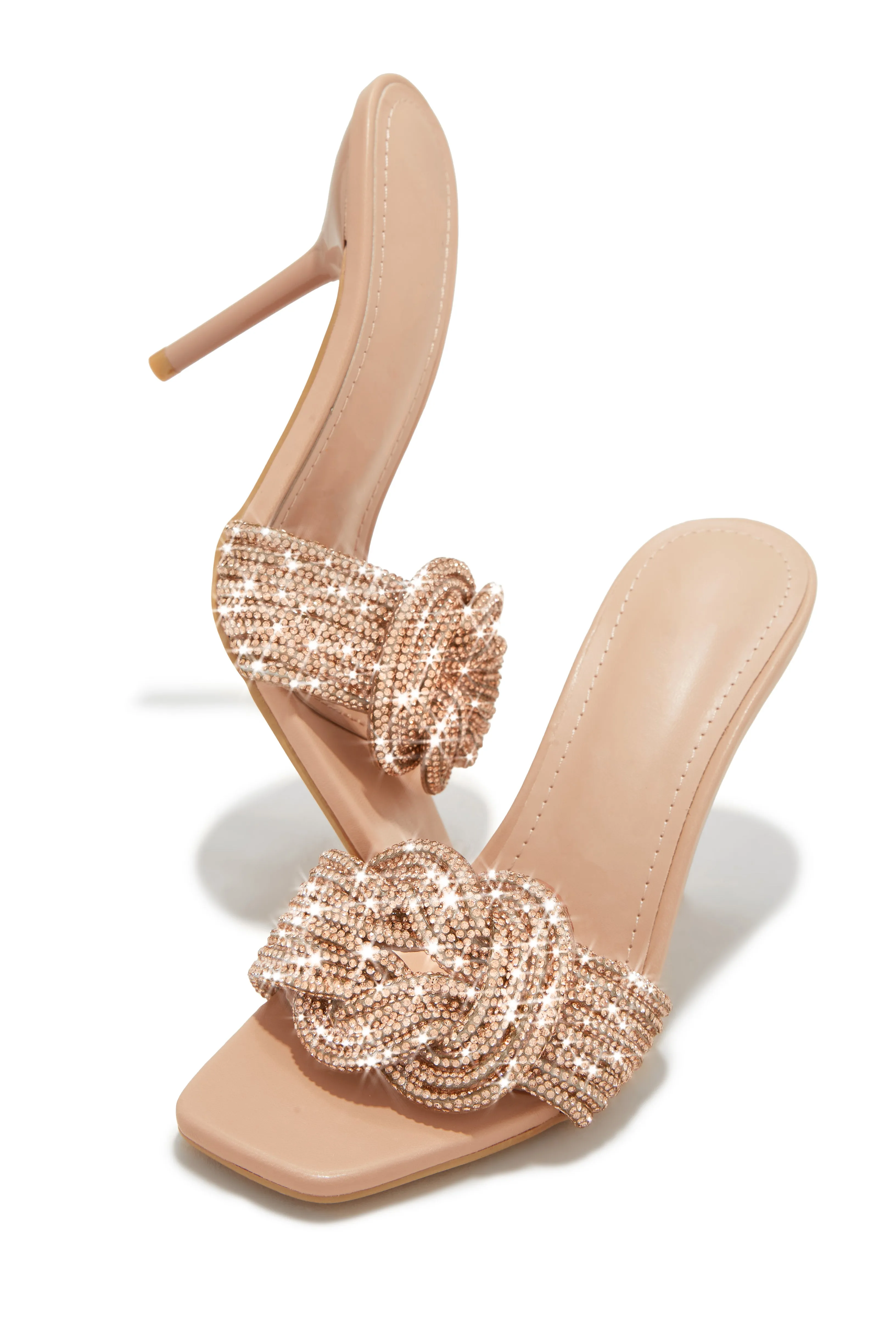 Song Of Love Embellished Mule Heels - Nude