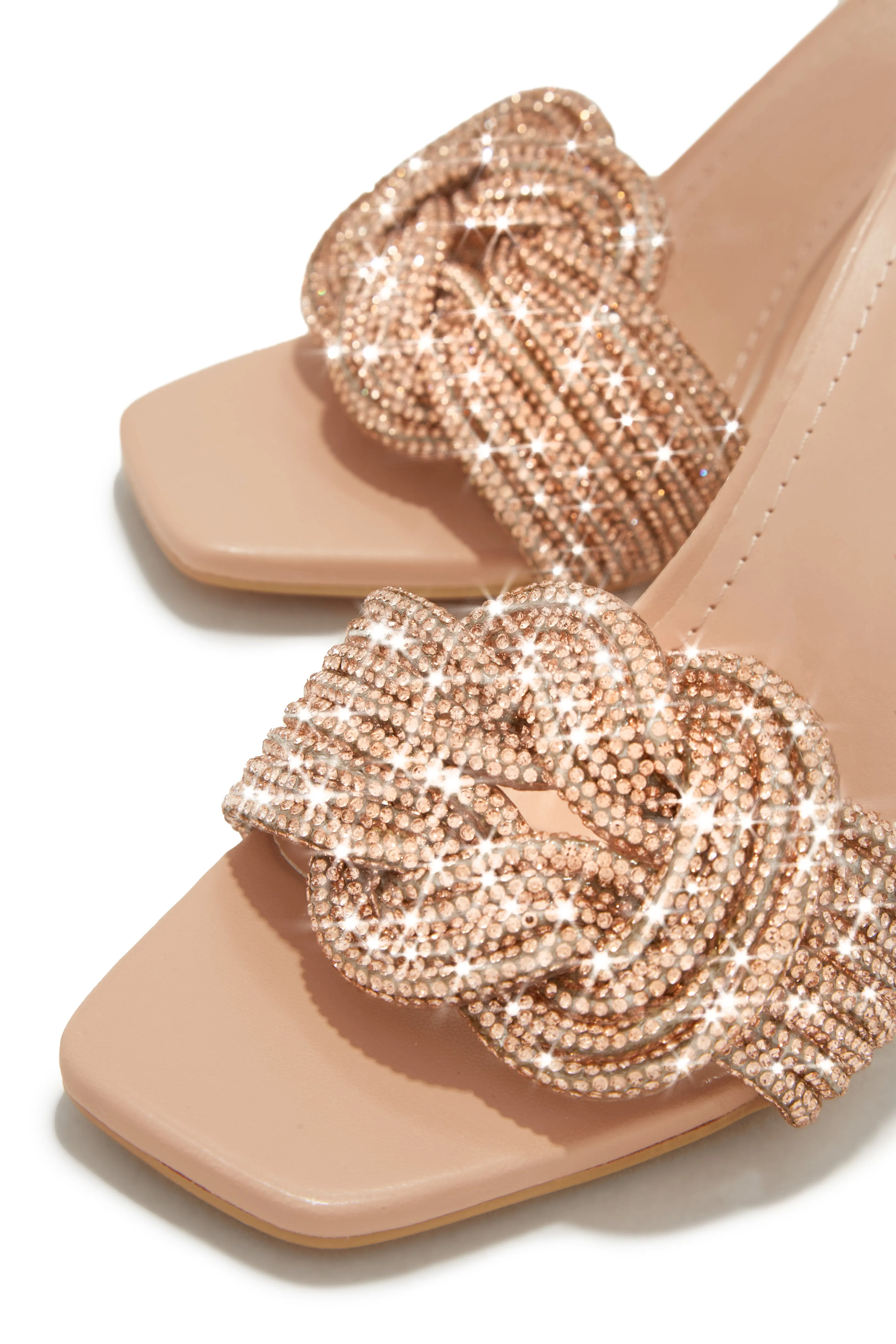 Song Of Love Embellished Mule Heels - Nude