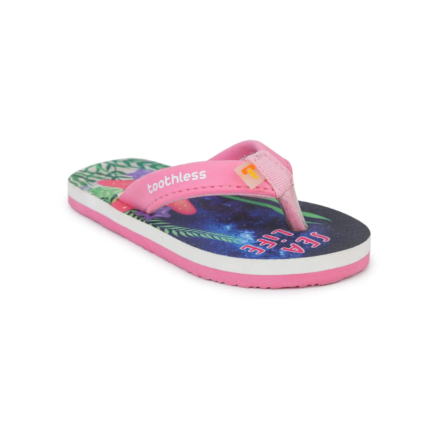 toothless Kids Girls Navy Pink Flip-Flops(TLPGFF4215-5-5.5Y)