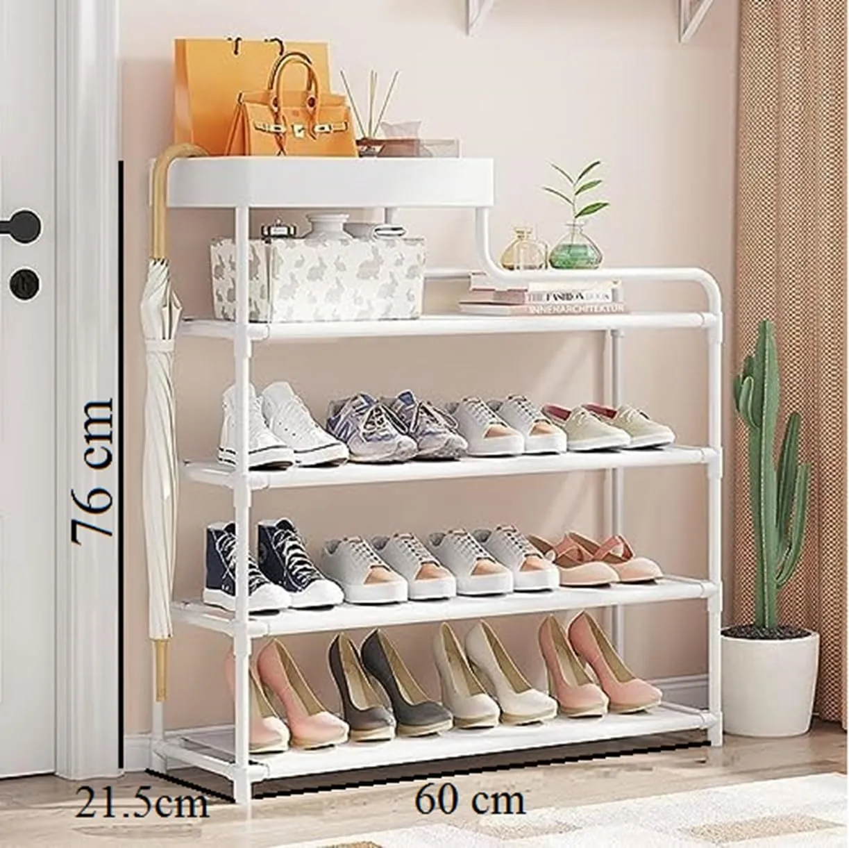 Zemic Cloth Fiber Shoe Cabinet Free Standing Shoe Rack, Shoe Cabinet For Entryway, With Multi-layer Large-capacity Storage Rack, Used In Bedrooms, Living Rooms, And Balconies Unbreakable. (White)